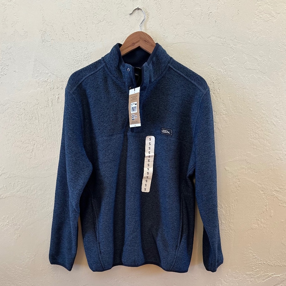 Eddie Bauer Blue Fleece Pullover | Men’s S | Snap Neck Sweater Fleece NWT